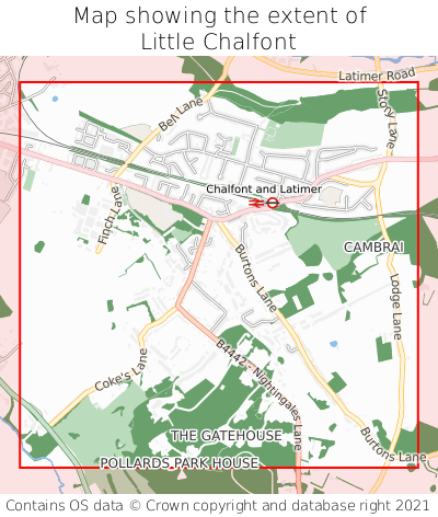 Map showing extent of Little Chalfont as bounding box