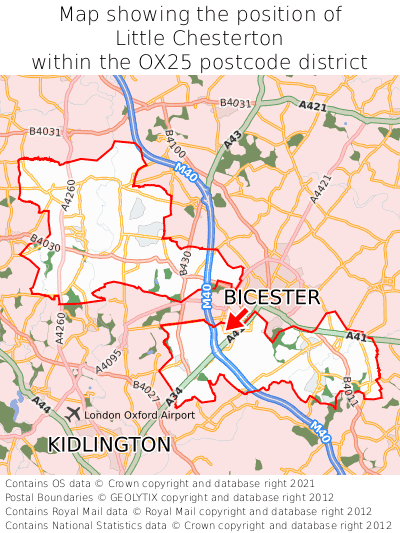 Map showing location of Little Chesterton within OX25