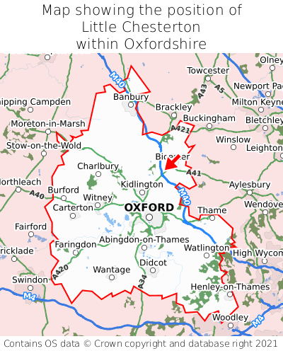Map showing location of Little Chesterton within Oxfordshire