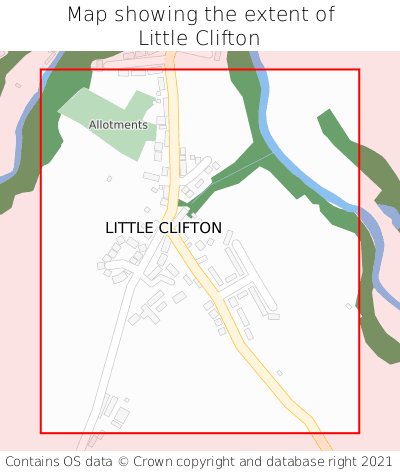 Map showing extent of Little Clifton as bounding box
