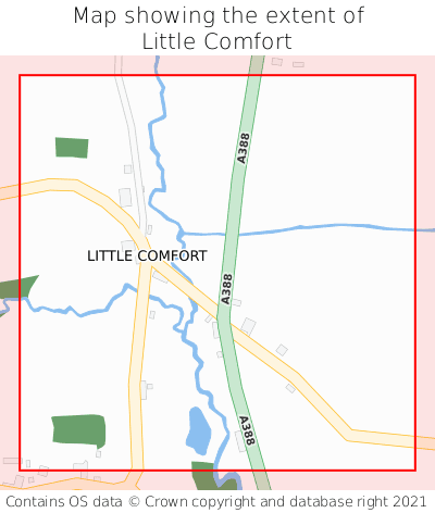 Map showing extent of Little Comfort as bounding box