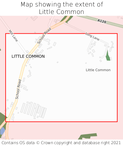 Map showing extent of Little Common as bounding box