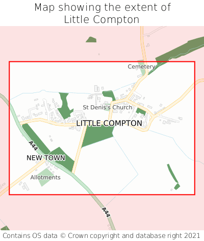 Map showing extent of Little Compton as bounding box