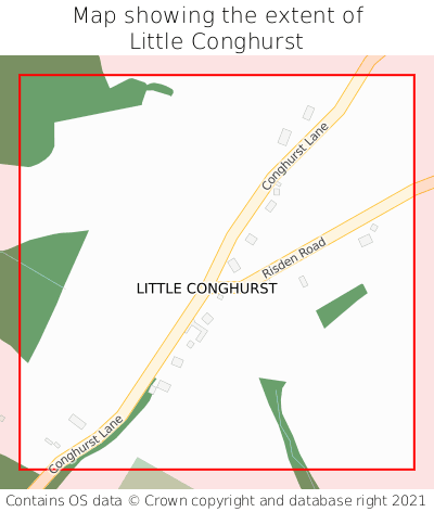 Map showing extent of Little Conghurst as bounding box