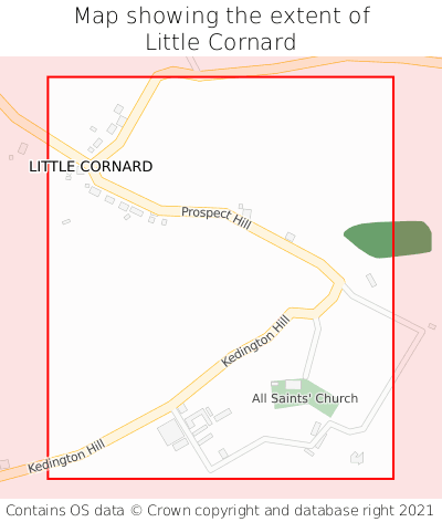 Map showing extent of Little Cornard as bounding box