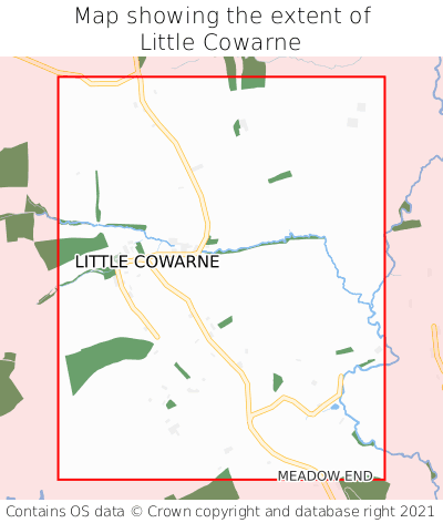 Map showing extent of Little Cowarne as bounding box