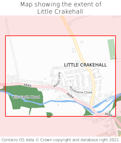 Map showing extent of Little Crakehall as bounding box