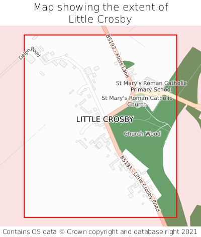 Map showing extent of Little Crosby as bounding box
