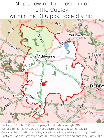 Map showing location of Little Cubley within DE6