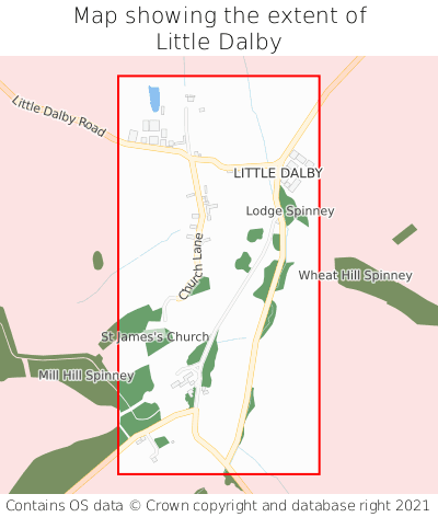 Map showing extent of Little Dalby as bounding box