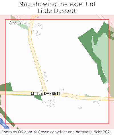 Map showing extent of Little Dassett as bounding box