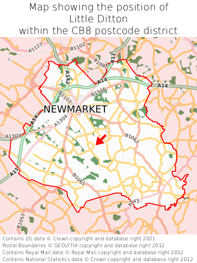 Map showing location of Little Ditton within CB8