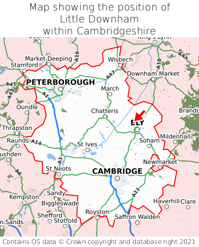 Map showing location of Little Downham within Cambridgeshire