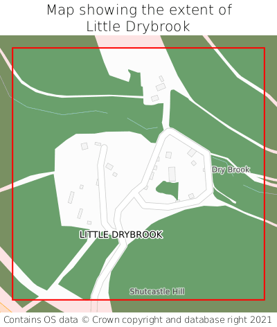 Map showing extent of Little Drybrook as bounding box