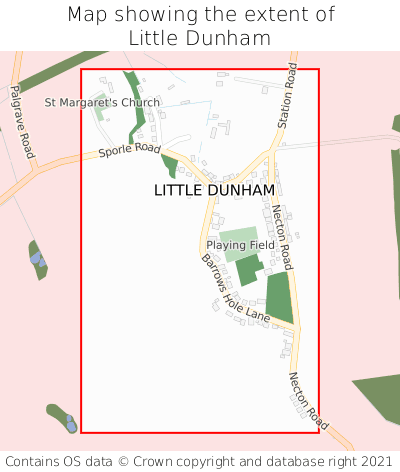 Map showing extent of Little Dunham as bounding box