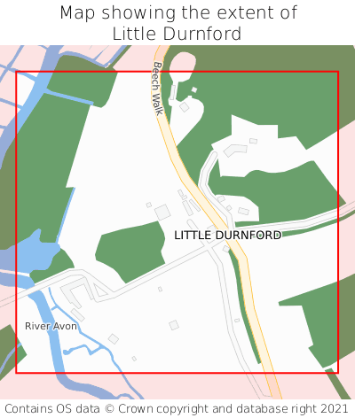 Map showing extent of Little Durnford as bounding box