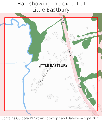 Map showing extent of Little Eastbury as bounding box