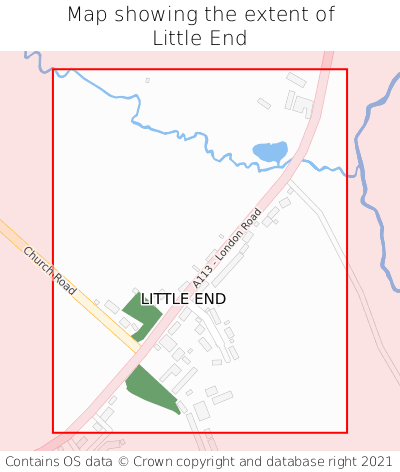 Map showing extent of Little End as bounding box