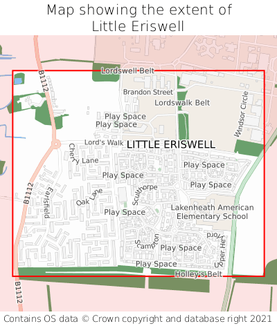 Map showing extent of Little Eriswell as bounding box