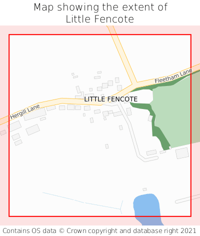 Map showing extent of Little Fencote as bounding box