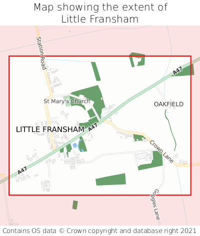 Map showing extent of Little Fransham as bounding box