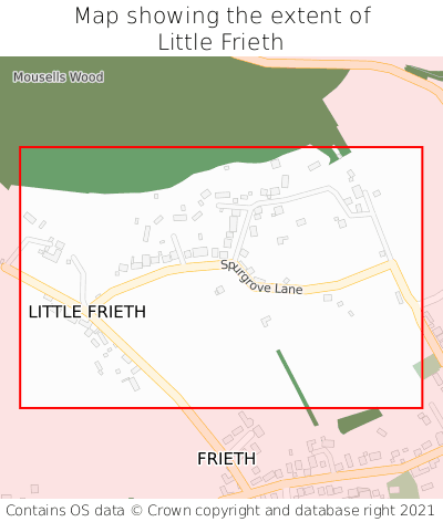 Map showing extent of Little Frieth as bounding box
