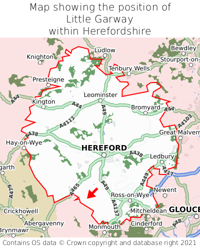 Map showing location of Little Garway within Herefordshire