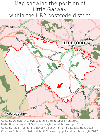 Map showing location of Little Garway within HR2