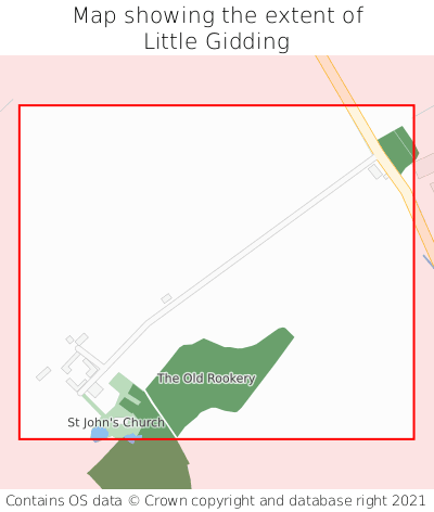 Map showing extent of Little Gidding as bounding box