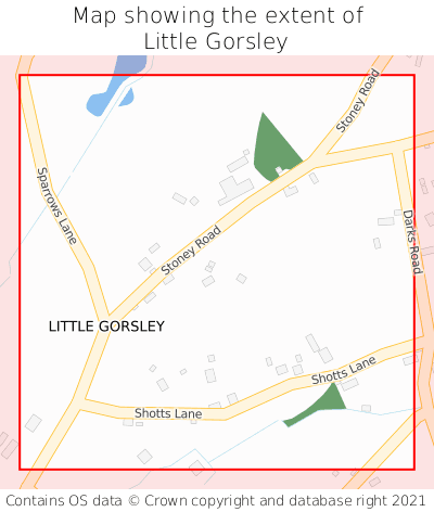 Map showing extent of Little Gorsley as bounding box