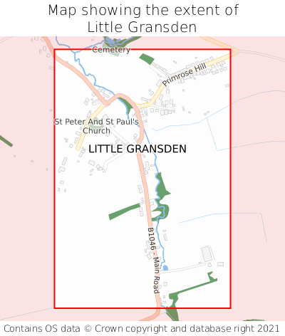 Map showing extent of Little Gransden as bounding box
