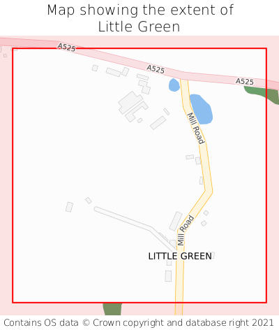 Map showing extent of Little Green as bounding box