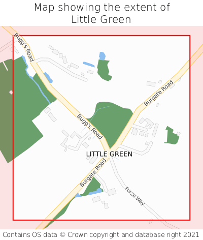 Map showing extent of Little Green as bounding box