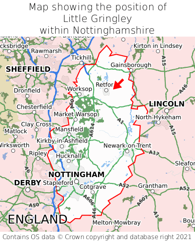 Map showing location of Little Gringley within Nottinghamshire