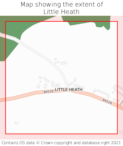Map showing extent of Little Heath as bounding box
