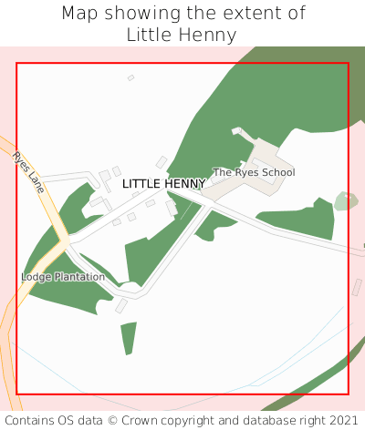 Map showing extent of Little Henny as bounding box
