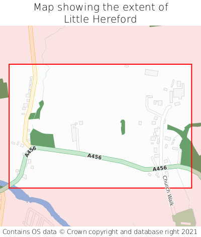 Map showing extent of Little Hereford as bounding box
