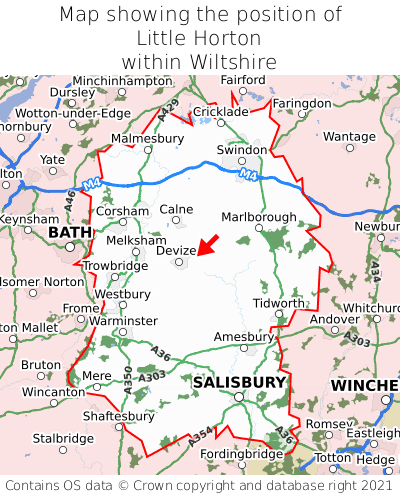 Map showing location of Little Horton within Wiltshire