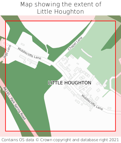 Map showing extent of Little Houghton as bounding box