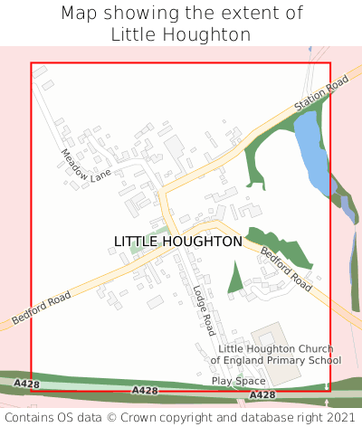 Map showing extent of Little Houghton as bounding box