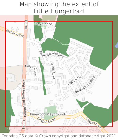 Map showing extent of Little Hungerford as bounding box