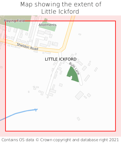 Map showing extent of Little Ickford as bounding box