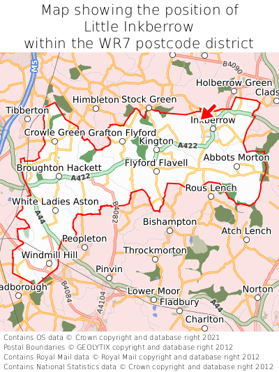 Map showing location of Little Inkberrow within WR7