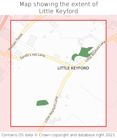 Map showing extent of Little Keyford as bounding box