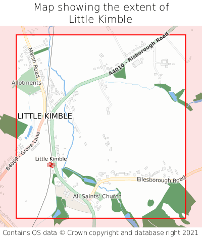 Map showing extent of Little Kimble as bounding box