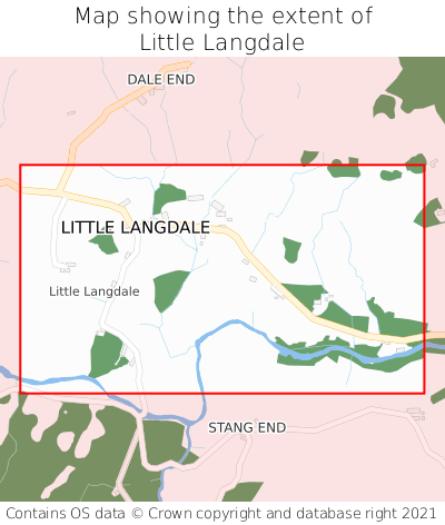 Map showing extent of Little Langdale as bounding box