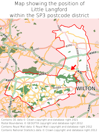 Map showing location of Little Langford within SP3