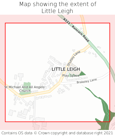 Map showing extent of Little Leigh as bounding box