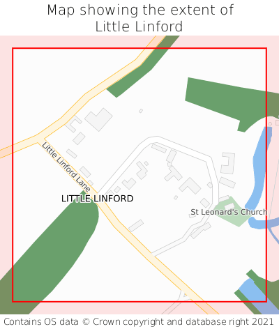 Map showing extent of Little Linford as bounding box