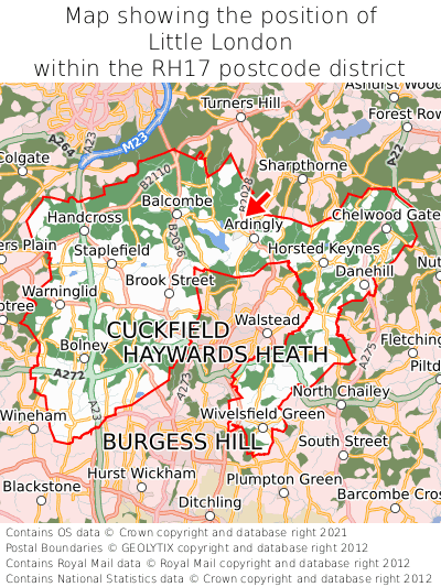 Map showing location of Little London within RH17